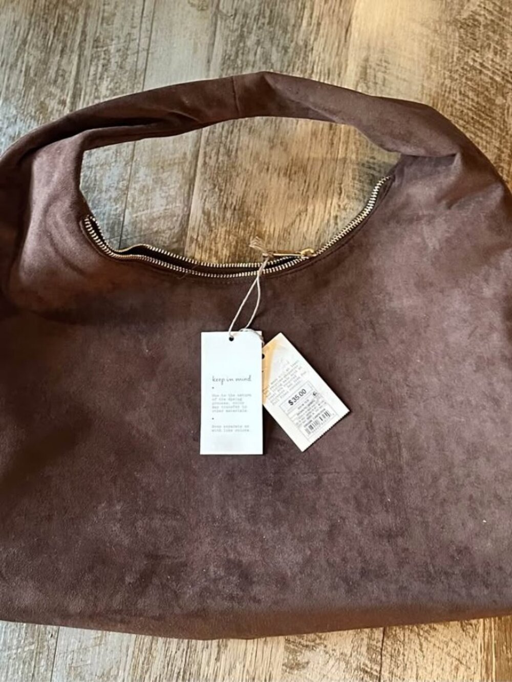 A New Day Brown Suede Hobo Bag